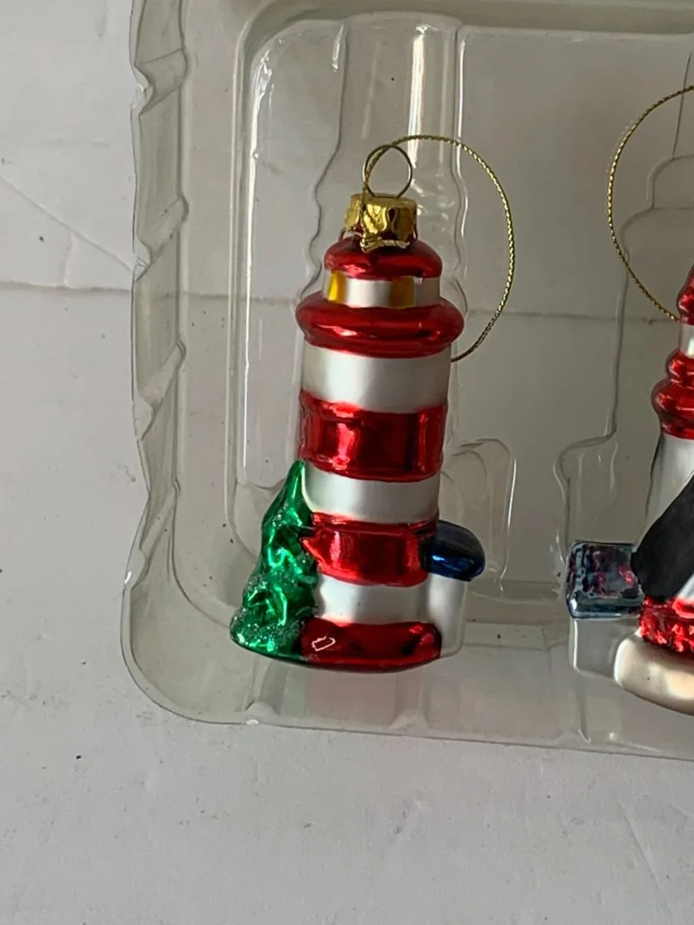 VINTAGE KURT ADLER MERCURY HAND PAINTED GLASS BLOWN LIGHTHOUSES SET OF 4